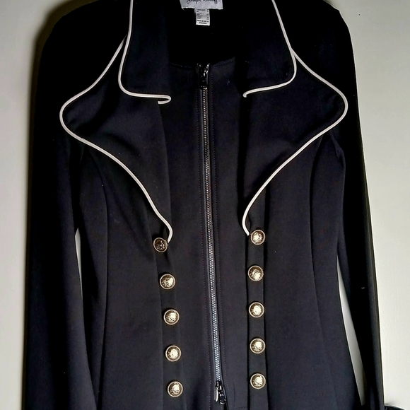 Joseph Ribkoff Black Military Style Blazer with Silver Buttons But Zip Front EUC - Picture 7 of 7